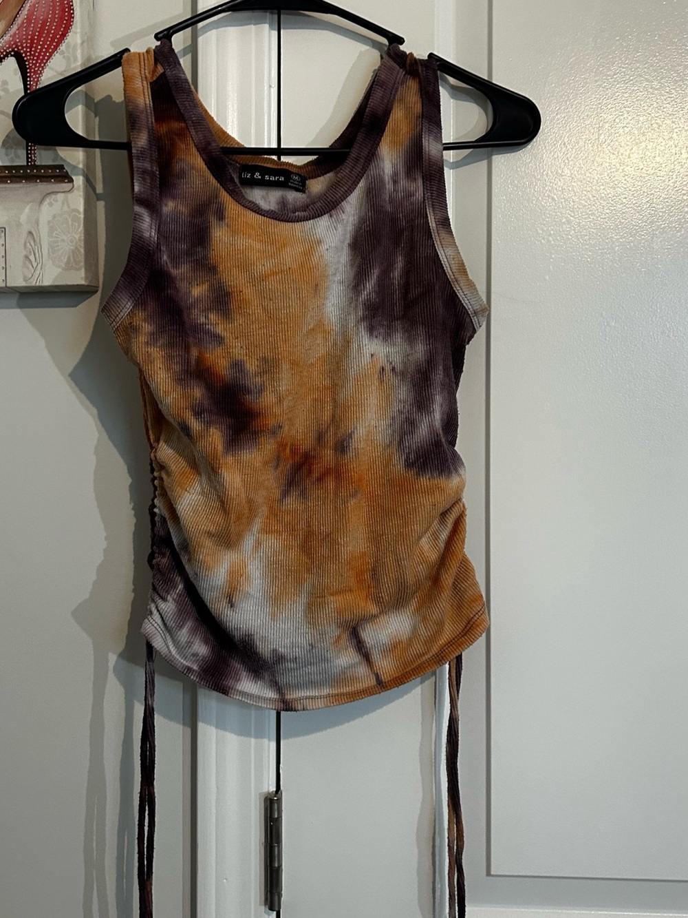 Tie-Dye Ribbed Tank Top in Brown & Orange